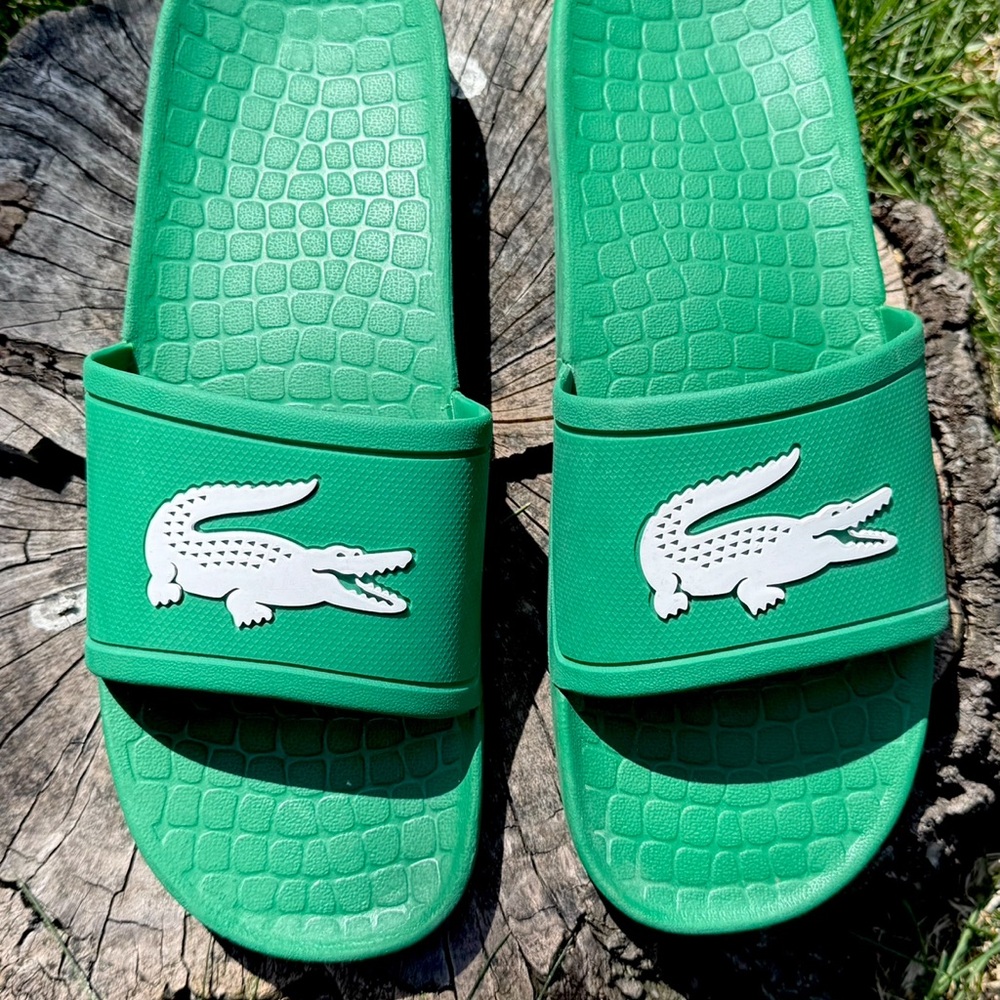 Lacoste Green Slide Sandals